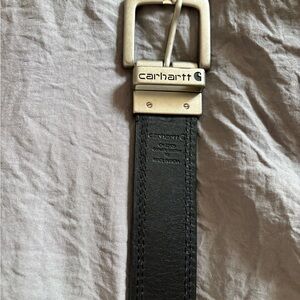 Carhartt Black Leather Belt with Silver Buckle